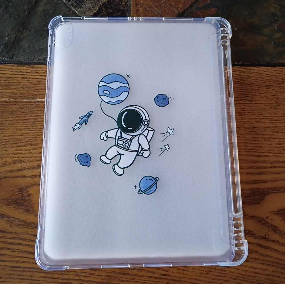 iPad Air 4/5/6 10.9 inch/11 Clear Silicone Tablet Cover Case Spaceman Astronaut